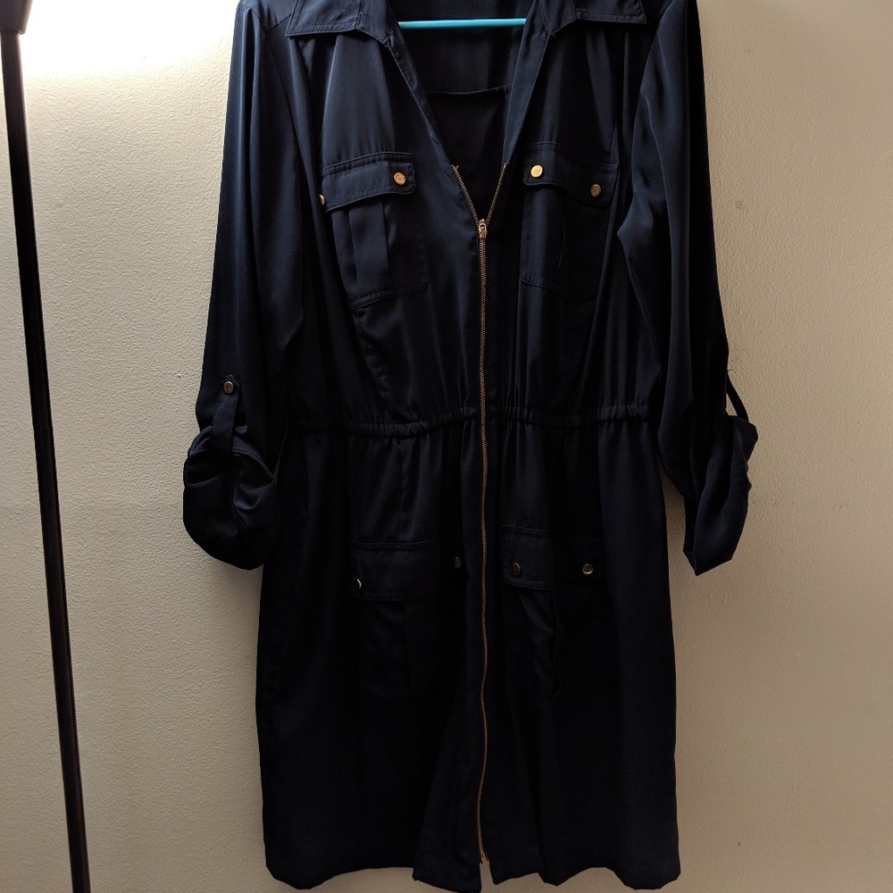 Navy utility shirt dress